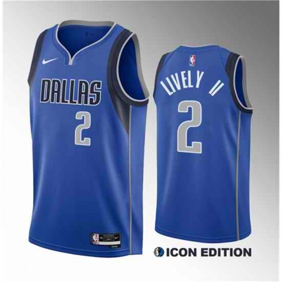 Men Dallas Mavericks 2 Dereck Lively II Blue 2023 Draft Icon Edition Stitched Basketball Jersey